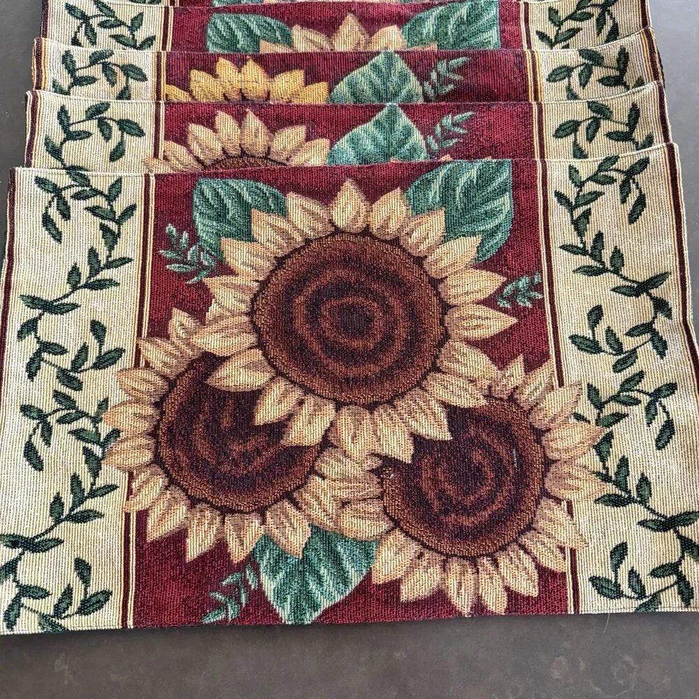Sunflower Tapestry Placemats - Set Of Eight (8) Rectangular 19